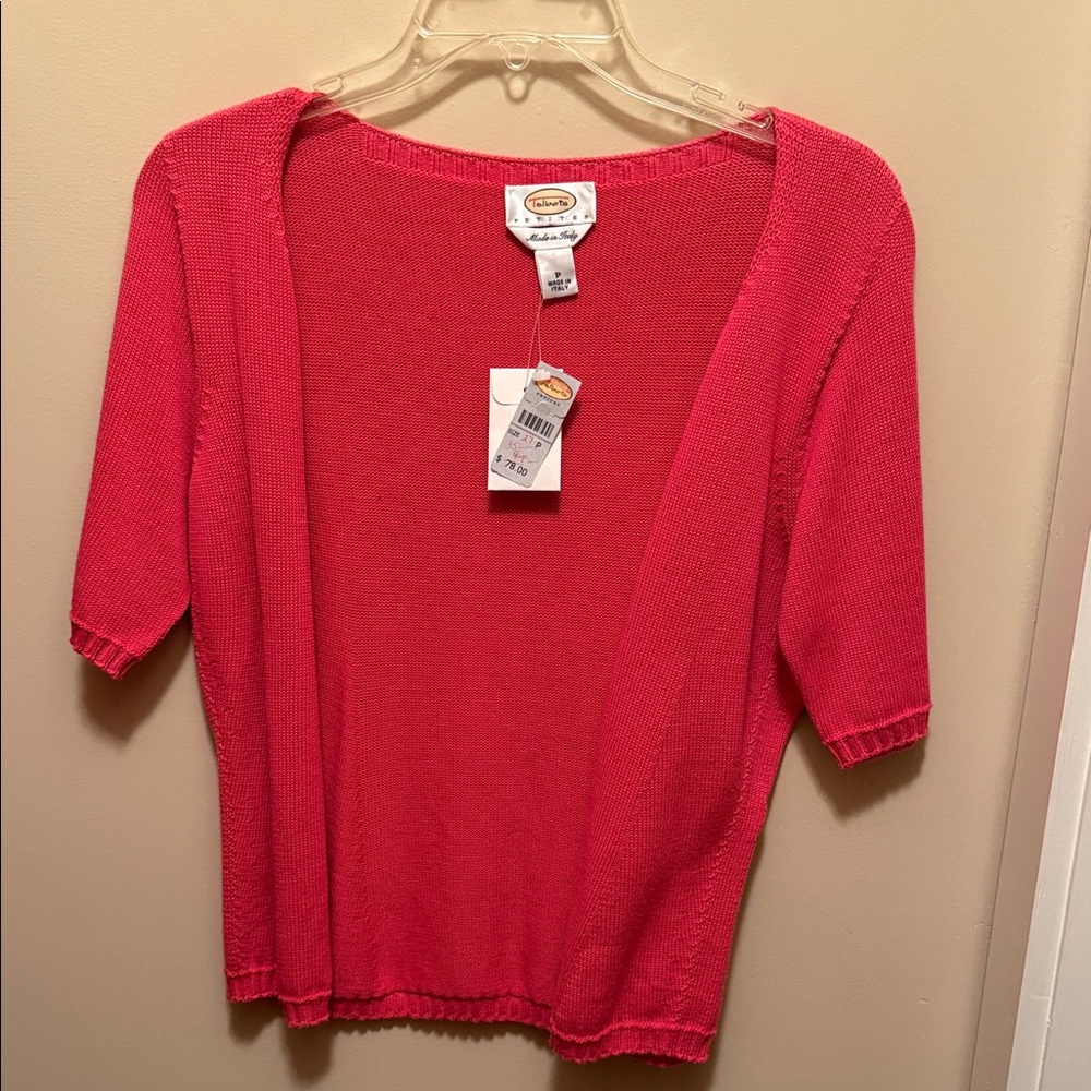 Talbots Bright Pink Open-Front Cardigan